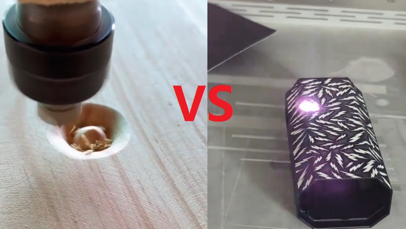 Visual comparison of CNC engraving and laser engraving applications in industry